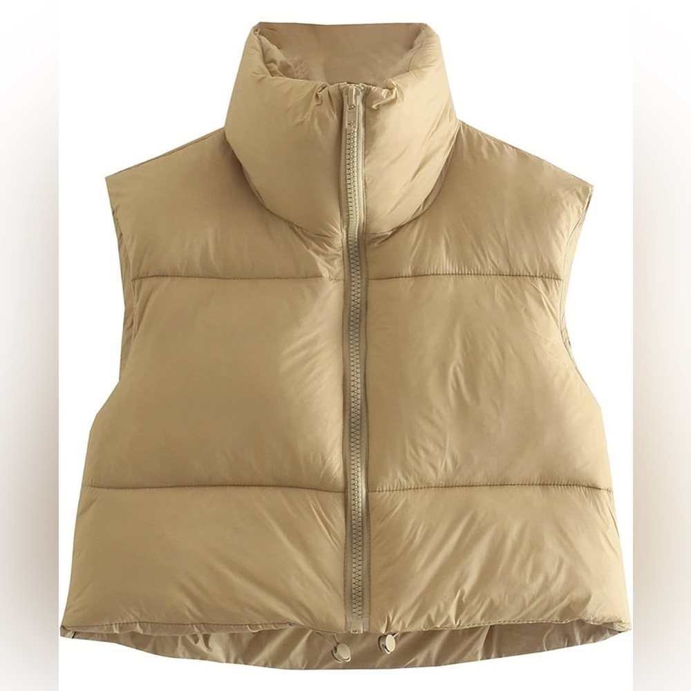 NWT- Hixiaohe Women's Lightweight Crop Puffer Vest with Stand Collar SIZE: Med